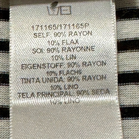 DOLAN LC | ANTHROPOLOGIE Flax Blend Stripe Ruffled Neckline Button Down Blouse - Picture 10 of 10